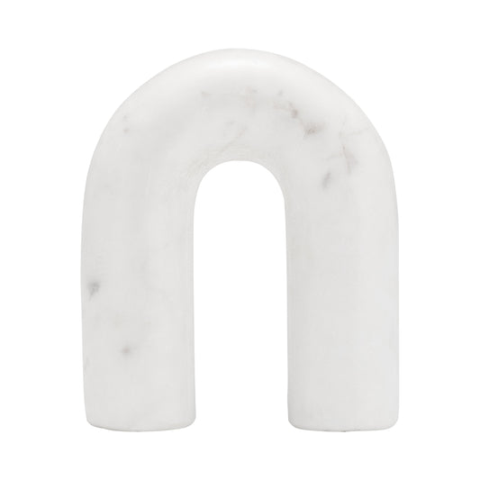 MARBLE, 6" ROUNDED HORSESHOE TABLE TOP DECO, WHITE