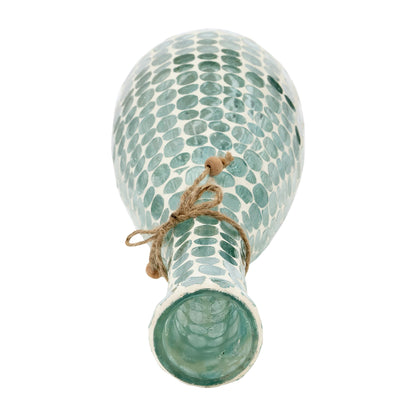 17662-01  GLASS, 7"H MOSAIC VASE, BLUE( Sagebrook Home  )