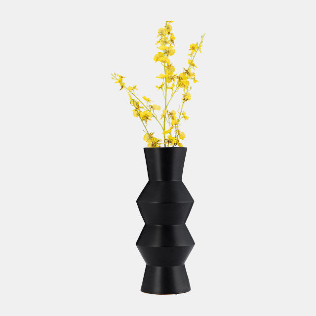 CER, 17"H TOTEM VASE, BLACK