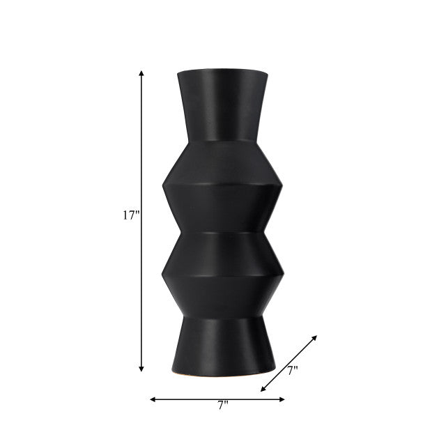 CER, 17"H TOTEM VASE, BLACK