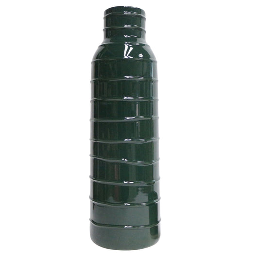 CER, 17"H TRIBAL VASE, FOREST GREEN
