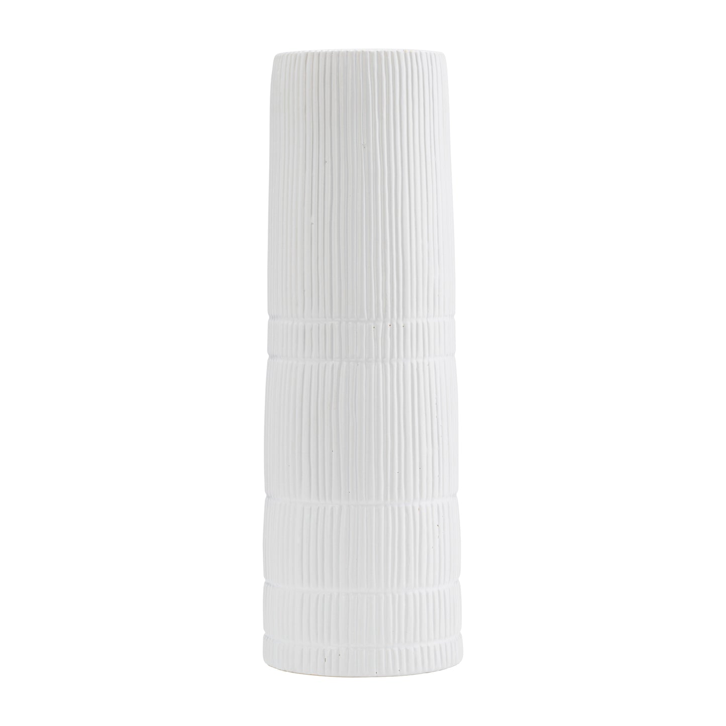 17919-02  CER, 16"H RIDGED VASE, WHITE( Sagebrook Home  )