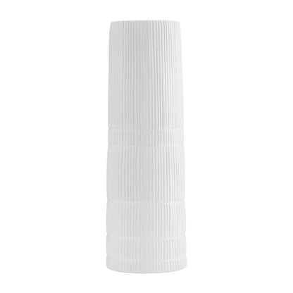17919-02  CER, 16"H RIDGED VASE, WHITE( Sagebrook Home  )