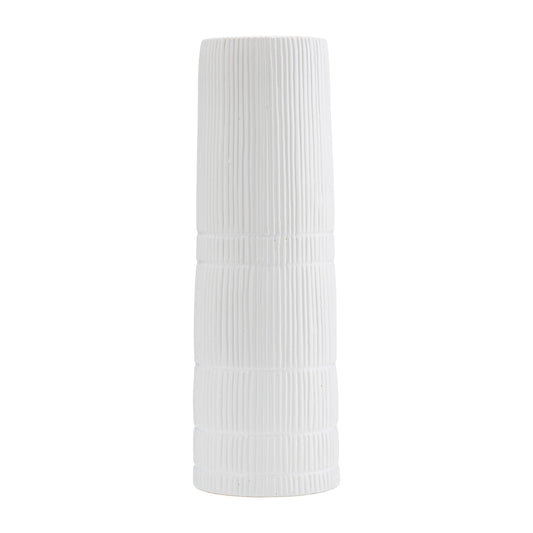 17919-02  CER, 16"H RIDGED VASE, WHITE( Sagebrook Home  )