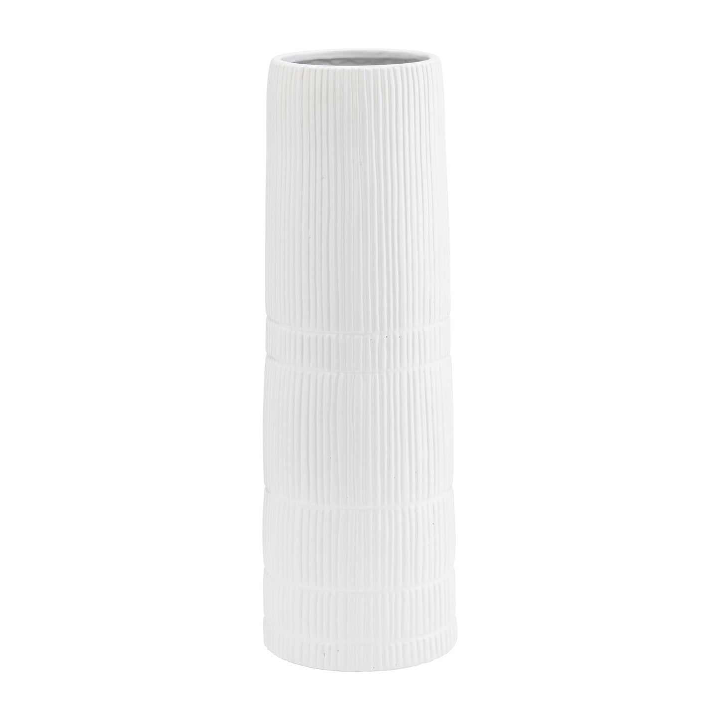 17919-02  CER, 16"H RIDGED VASE, WHITE( Sagebrook Home  )