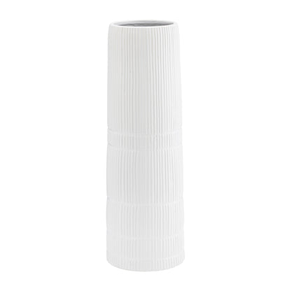 17919-02  CER, 16"H RIDGED VASE, WHITE( Sagebrook Home  )