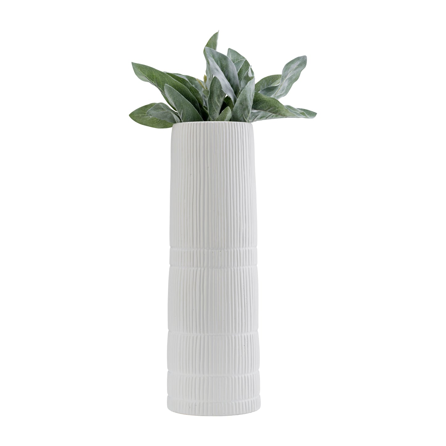 17919-02  CER, 16"H RIDGED VASE, WHITE( Sagebrook Home  )
