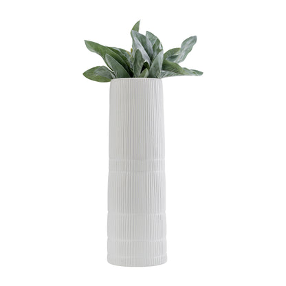 17919-02  CER, 16"H RIDGED VASE, WHITE( Sagebrook Home  )