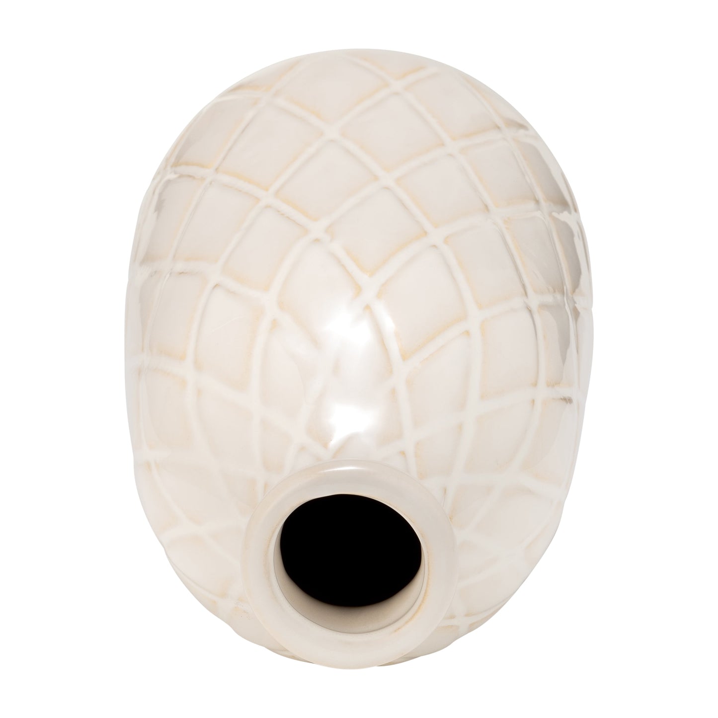 17930-04  CER, 9" PLAID TEXTURED VASE, BLACK( Sagebrook Home  )