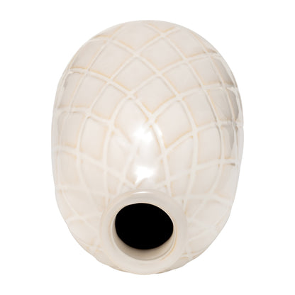 17930-04  CER, 9" PLAID TEXTURED VASE, BLACK( Sagebrook Home  )