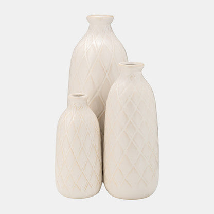 17930-05  CER, 12" PLAID TEXTURED VASE, BLACK( Sagebrook Home  )