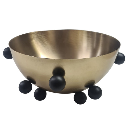 METAL, 13" BUBBLE BOWL, GOLD/BLACK