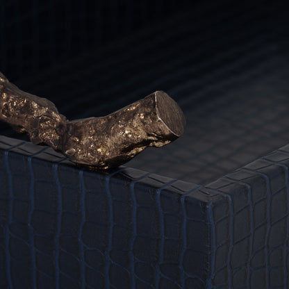 18149  FAUX LEATHER, S/2 16/18" 5TH AVE TRAYS, GREEN/GOLD( Sagebrook Home  )