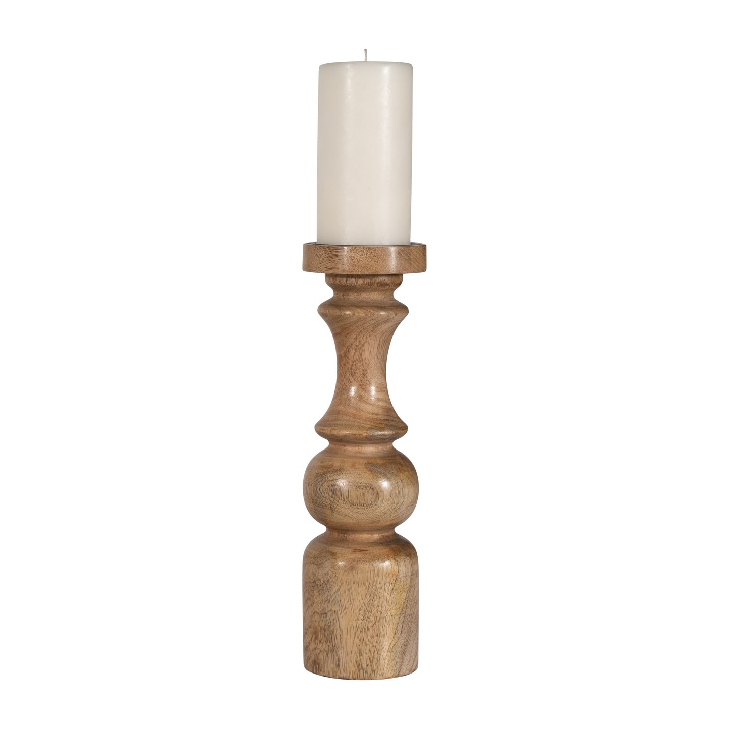 18217-03  WOOD, 14" NOMAD PILLAR CANDLEHOLDER, NATURAL( Sagebrook Home  )