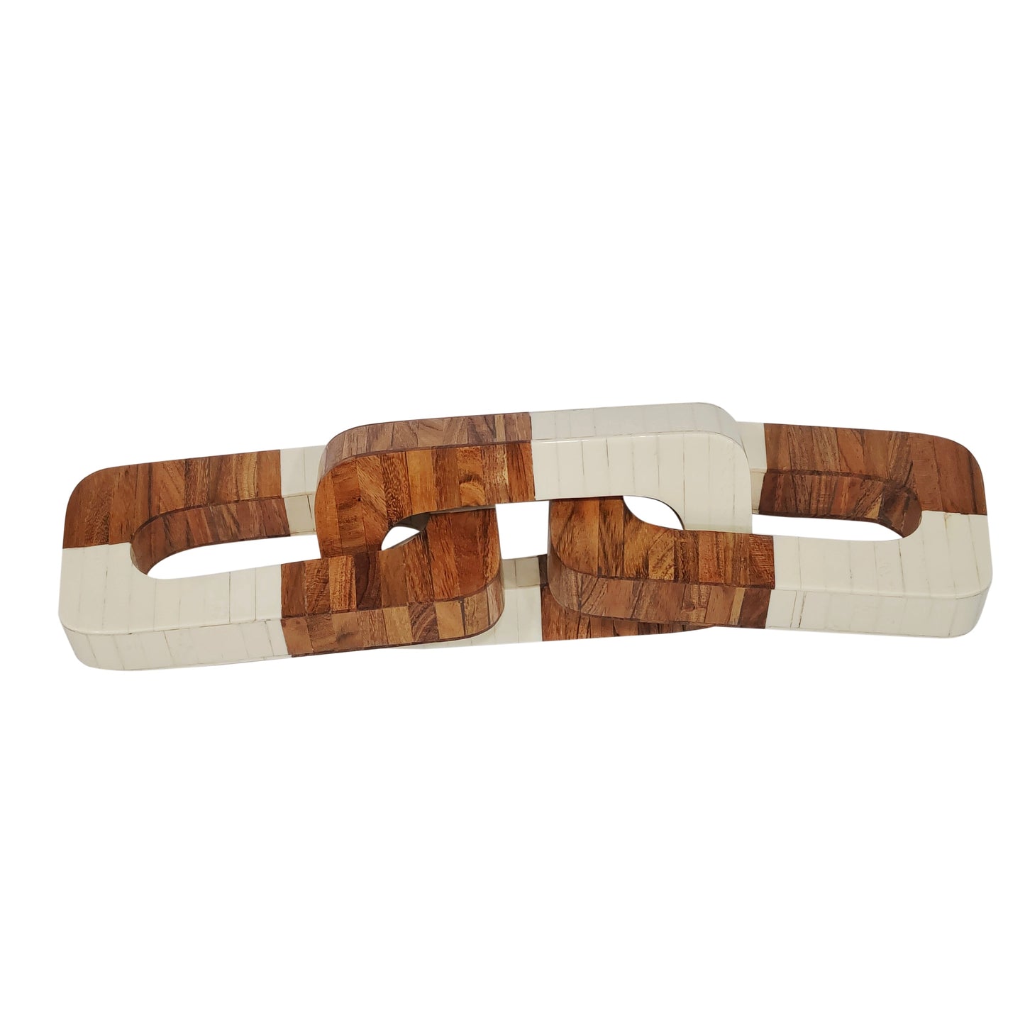 RESIN, 14" COLOR BLOCK CHAIN DECOR, IVORY/NATURAL