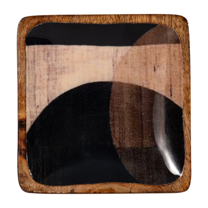 18341  WOOD, 4" MID CENTURY TRINKET TRAY, MULTI( Sagebrook Home  )