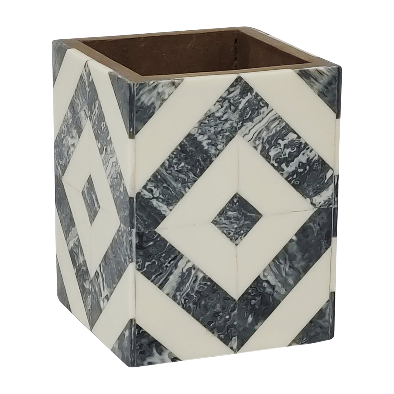 18346-01  RESIN, 4" TRIPLE LINES PENCIL CUPS, BLACK/WHITE( Sagebrook Home  )