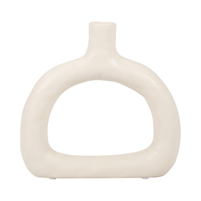 18421-02  CER 8" TEXTURED WIDE CUT-OUT VASE, BLACK( Sagebrook Home  )