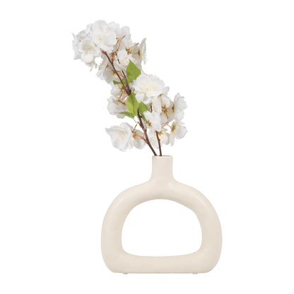 18421-02  CER 8" TEXTURED WIDE CUT-OUT VASE, BLACK( Sagebrook Home  )