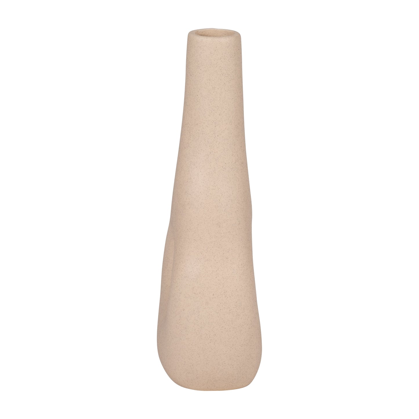 18425-02  CER, 9" PLAID TEXTURED VASE, BEIGE( Sagebrook Home  )