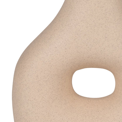 18425-02  CER, 9" PLAID TEXTURED VASE, BEIGE( Sagebrook Home  )