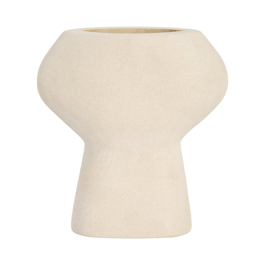 18443-01  STONEWARE 11" CURVY CUT-OUT VASE, COTTON( Sagebrook Home  )