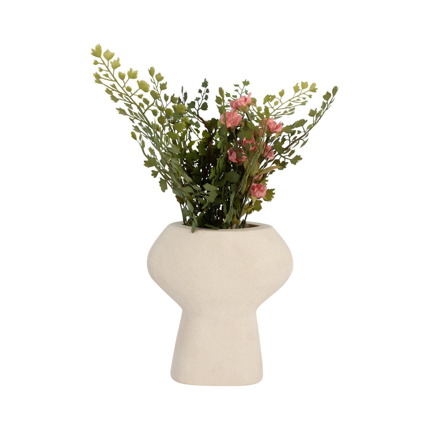 18443-01  STONEWARE 11" CURVY CUT-OUT VASE, COTTON( Sagebrook Home  )