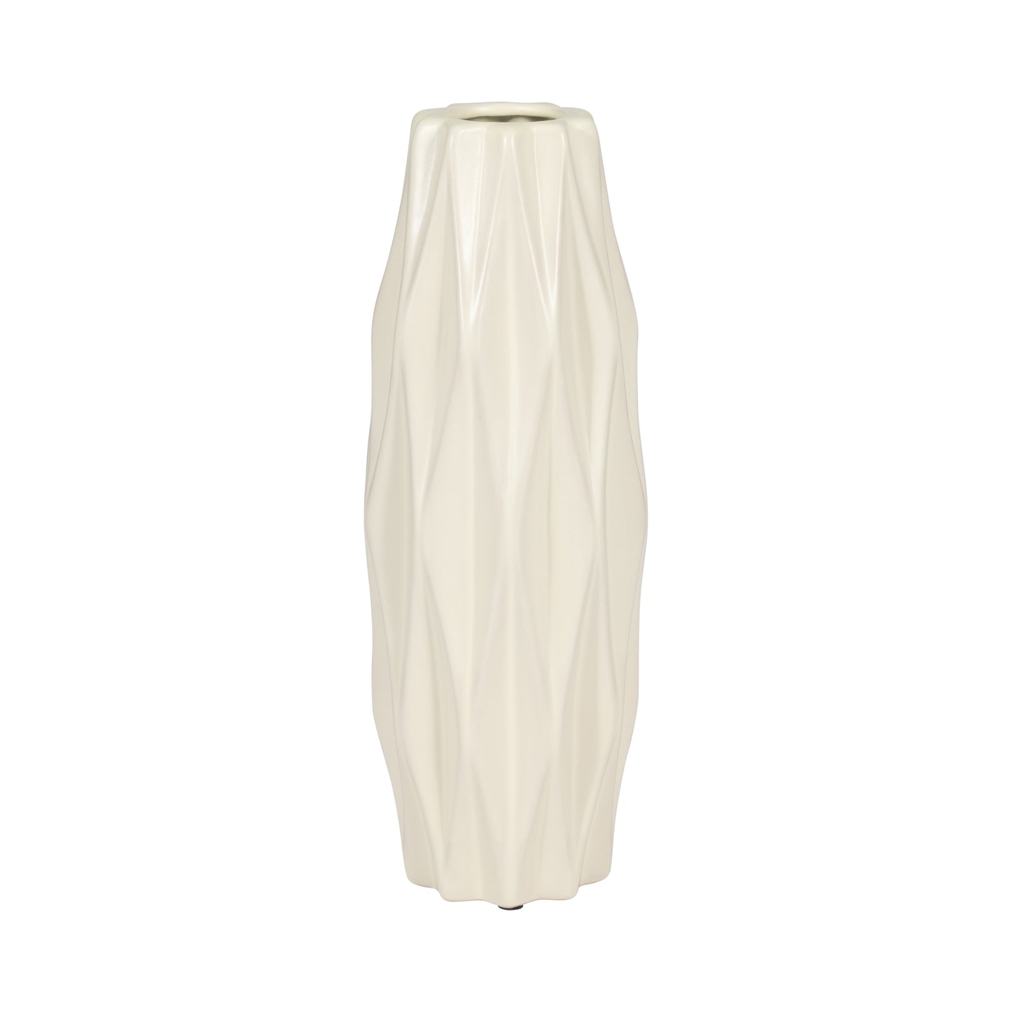 18448-01  CER, 12" BOTTLE VASE, WHITE/TAN( Sagebrook Home  )