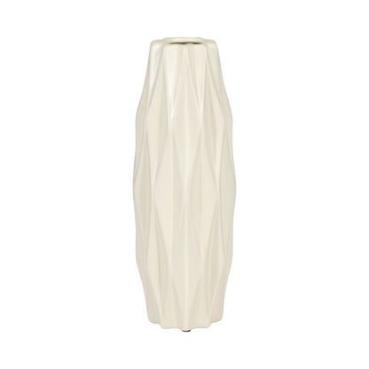 18448-01  CER, 12" BOTTLE VASE, WHITE/TAN( Sagebrook Home  )