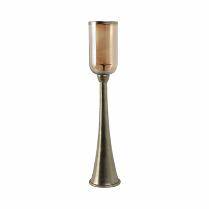 34" Illum Small Gold Glass Candle Hurricane