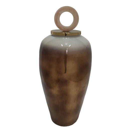 GLASS, 28" VASE ROUND RESIN TOPPER, COPPER