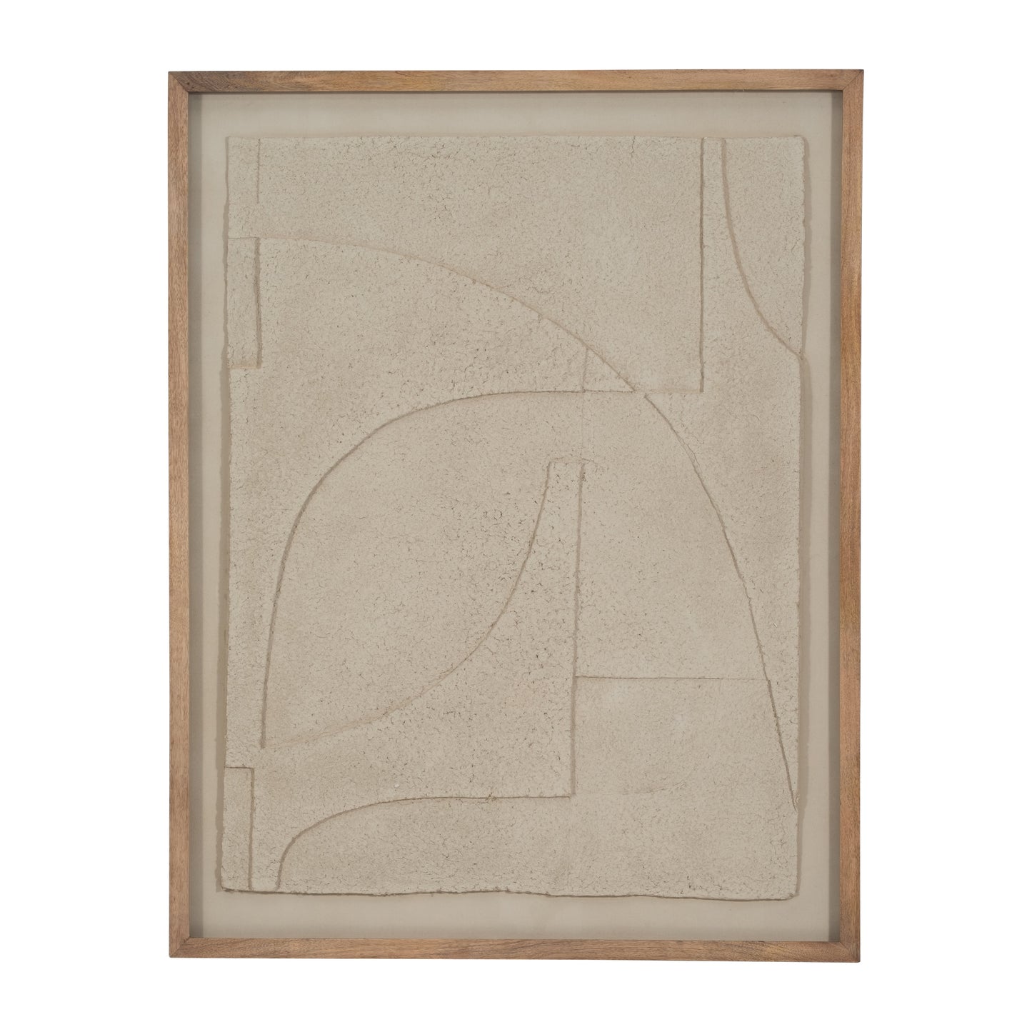 39X50 PAPER MACHE WALL ART FRAMED GLASS, OFF-WHITE