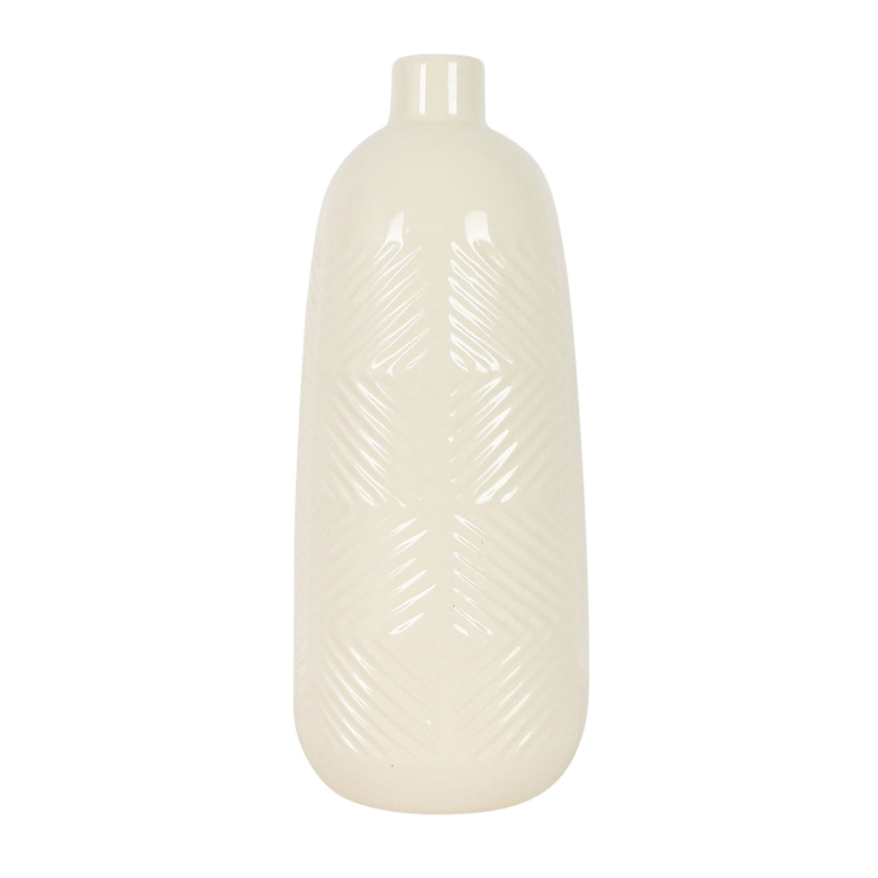 18625-03  CER, 13" FLUTED VASE, WHITE( Sagebrook Home  )
