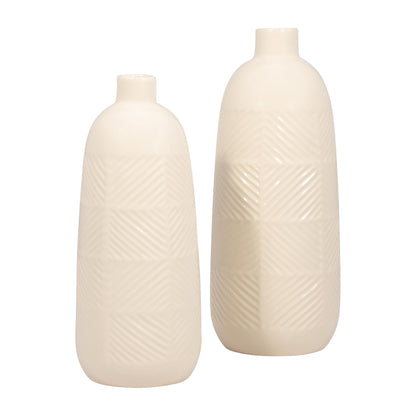 18625-03  CER, 13" FLUTED VASE, WHITE( Sagebrook Home  )