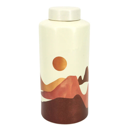 CER, 13” DECORATIVE COVERED JAR, CREME