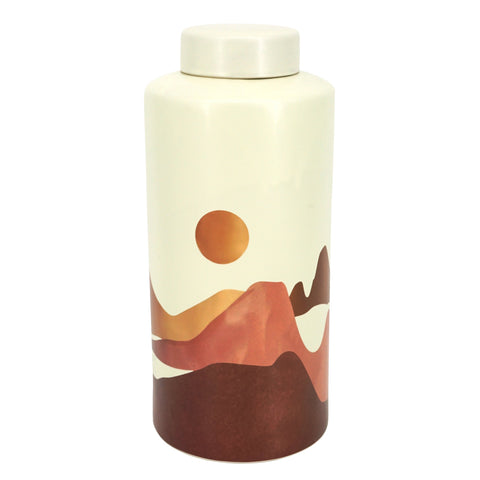 CER, 13” DECORATIVE COVERED JAR, CREME