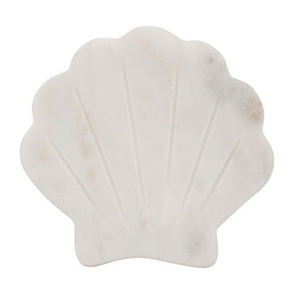 MARBLE, 5" SHELL TRINKET DISH, WHITE
