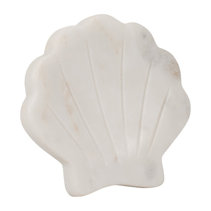 MARBLE, 5" SHELL TRINKET DISH, WHITE