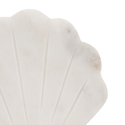 MARBLE, 5" SHELL TRINKET DISH, WHITE