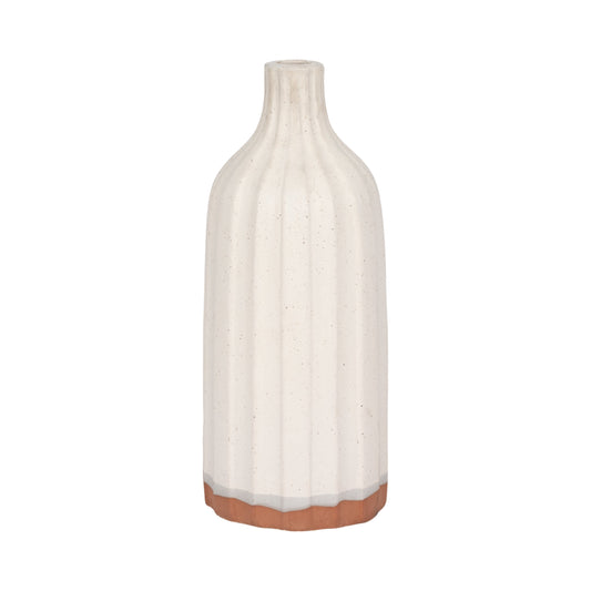 CLAY, 16" FLAT RIBBED BOTTLE VASE EXPOSED BOTTOM,