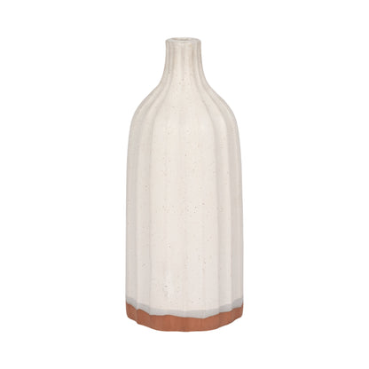 CLAY, 16" FLAT RIBBED BOTTLE VASE EXPOSED BOTTOM,