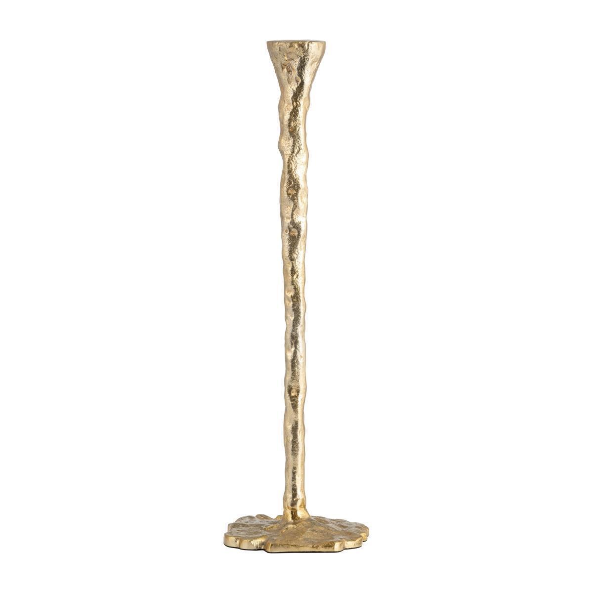 METAL, 11" FORGED TAPER CANDLEHOLDER, GOLD