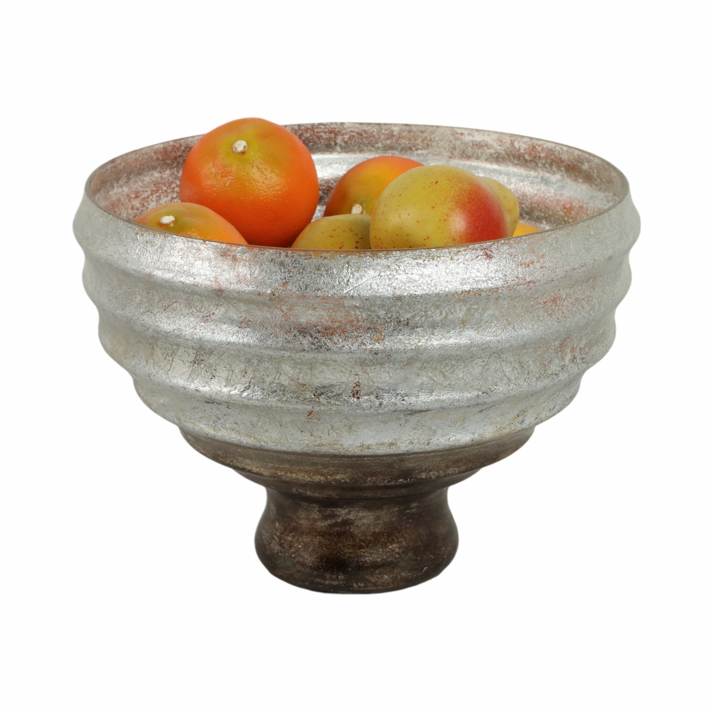12" Glass Pedestal Bowl Ombre Finish, Multi