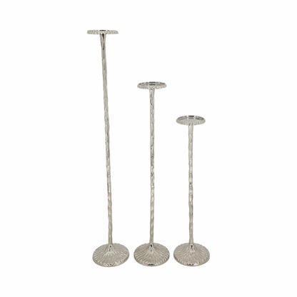 S/3 26/32/40" Crestin Silver Tall Candleholders Kd