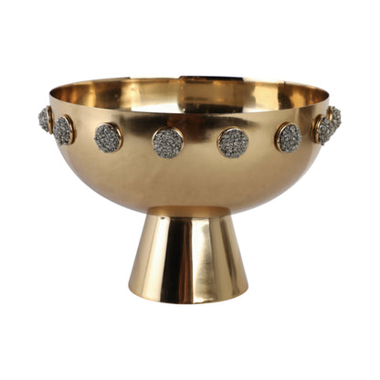 10" Adalyn Pyrite Stone And Steel Bowl