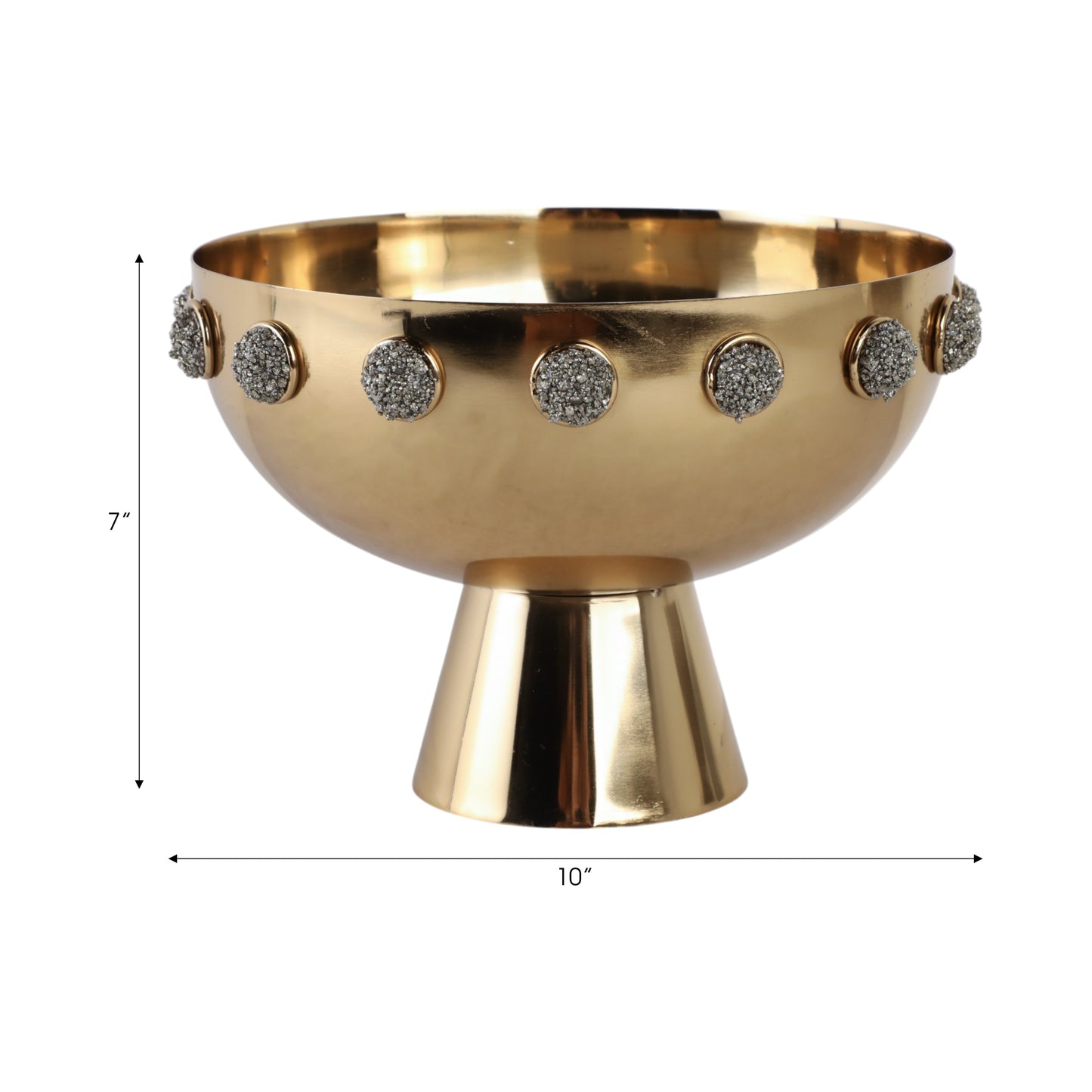 10" Adalyn Pyrite Stone And Steel Bowl