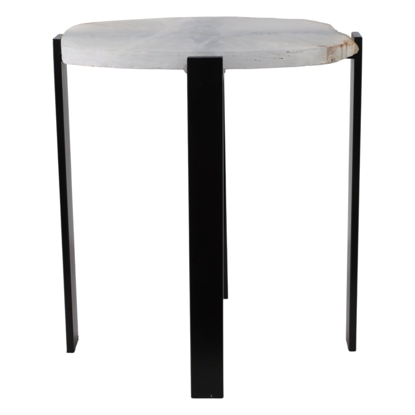 20X18" RAW EDGE AGATE ACCENT TABLE, WHITE/BLACK