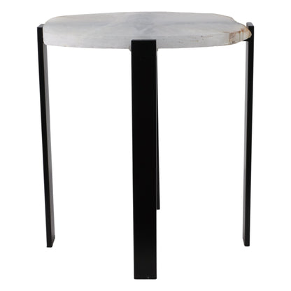20X18" RAW EDGE AGATE ACCENT TABLE, WHITE/BLACK