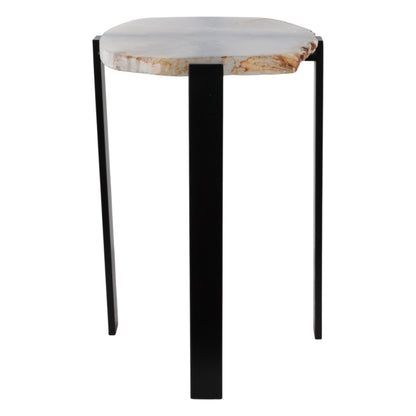 20X18" RAW EDGE AGATE ACCENT TABLE, WHITE/BLACK