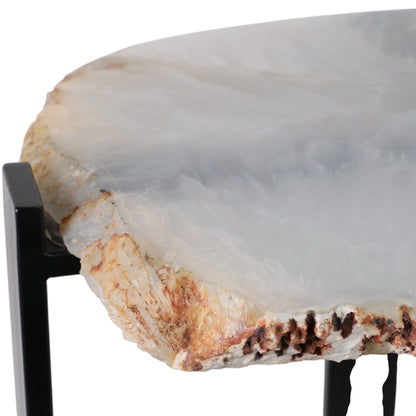 20X18" RAW EDGE AGATE ACCENT TABLE, WHITE/BLACK
